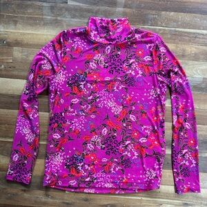 On 34th Womens Pink Floral Long-Sleeve Mock Neck Top M